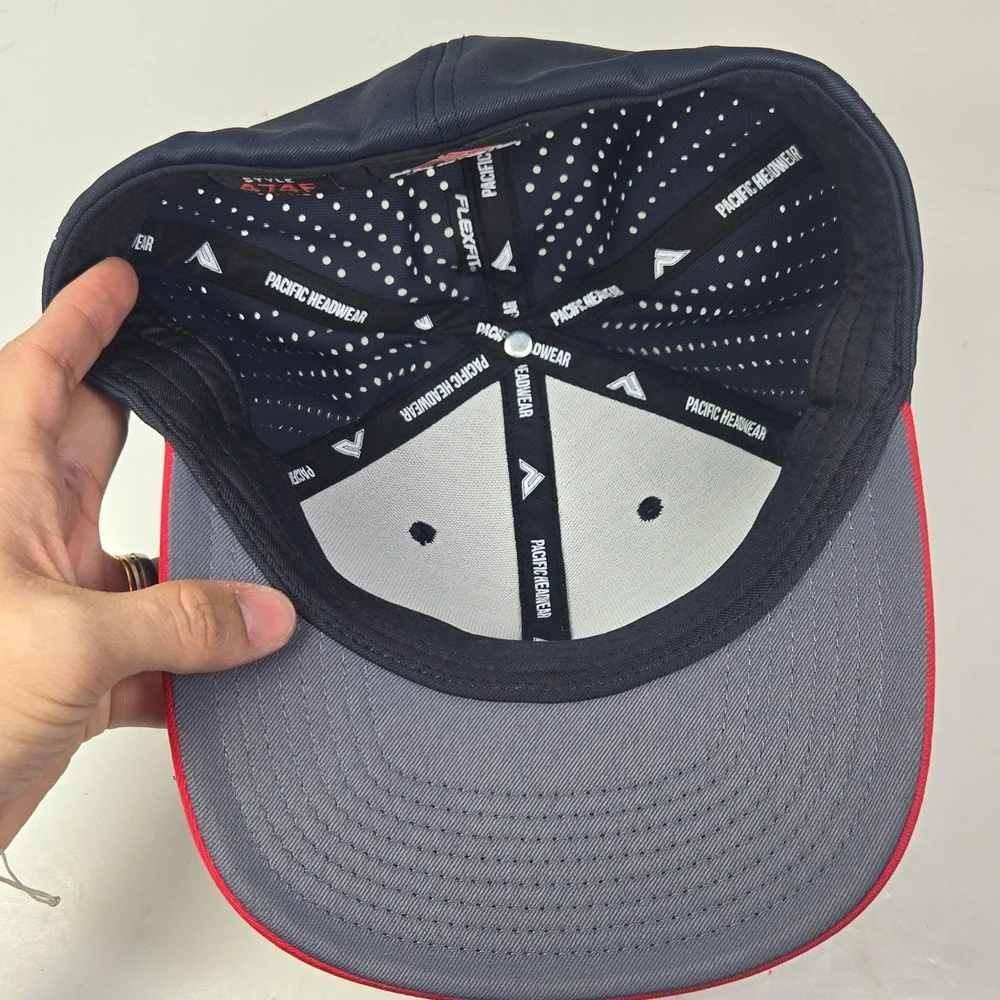 Pacific Headwear Flexfit 474F Navy Red Baseball Cap SM MD